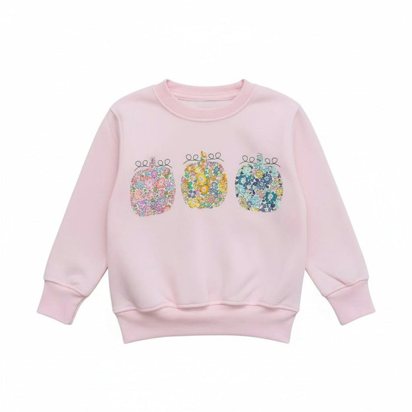 Liberty of London children's pumpkins design pale pink jumper