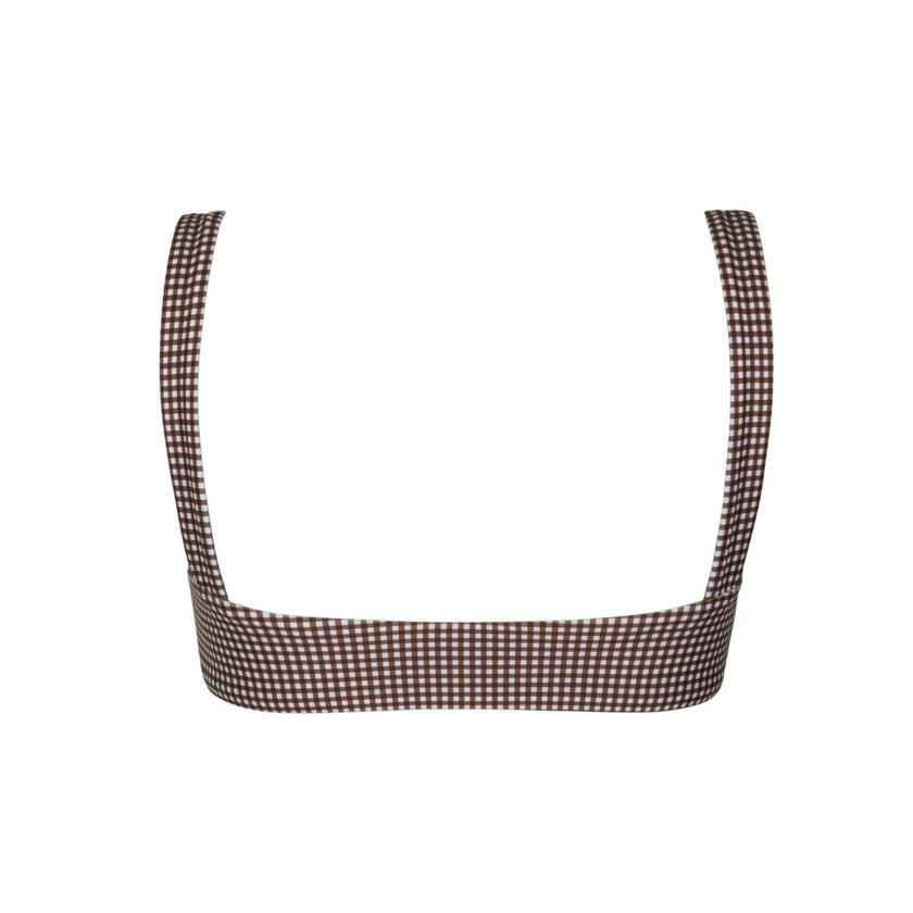women's cocoa gingham bandeau bikini top