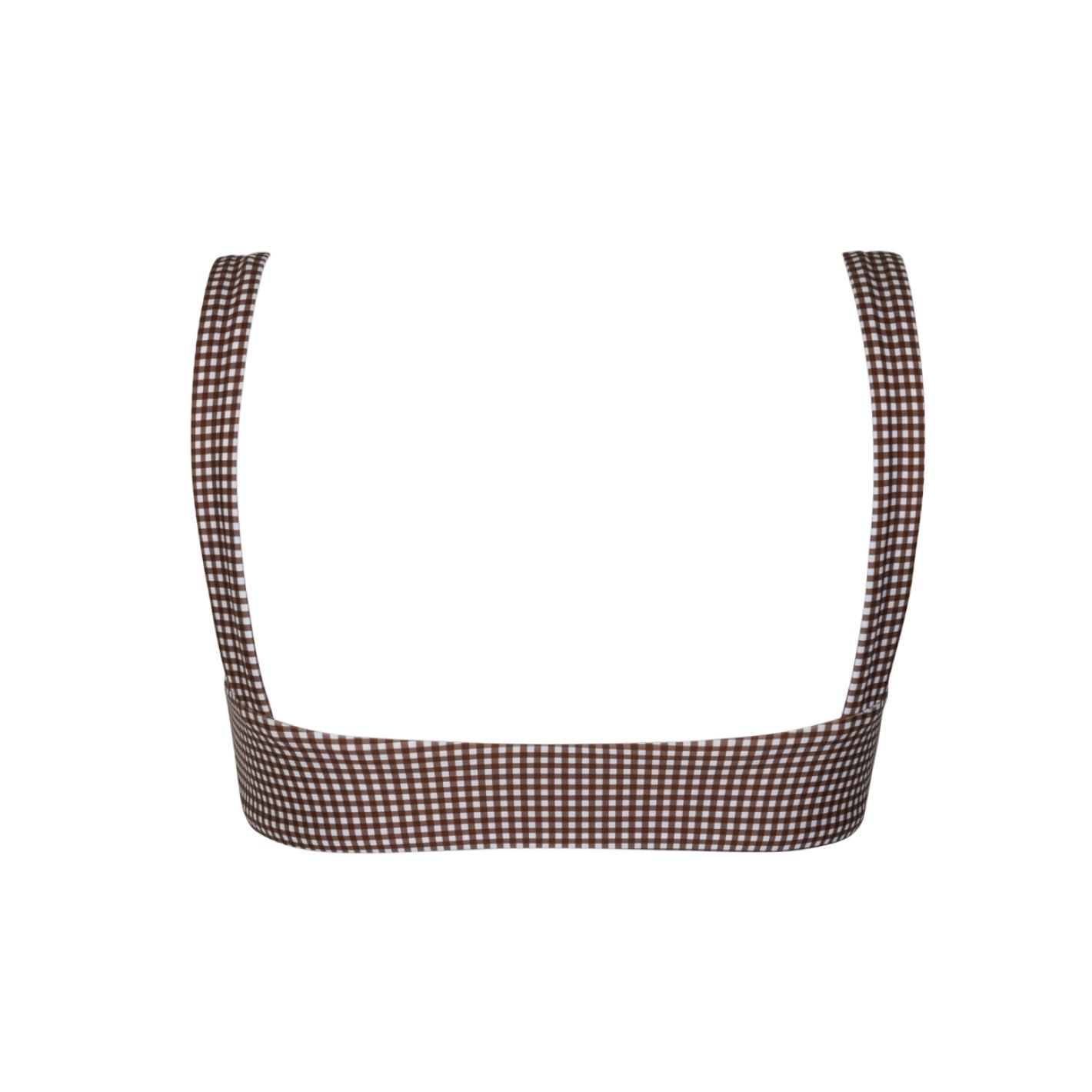 women's cocoa gingham bandeau bikini top