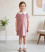 Fanny Girl Dress, Pink Velvety Cotton