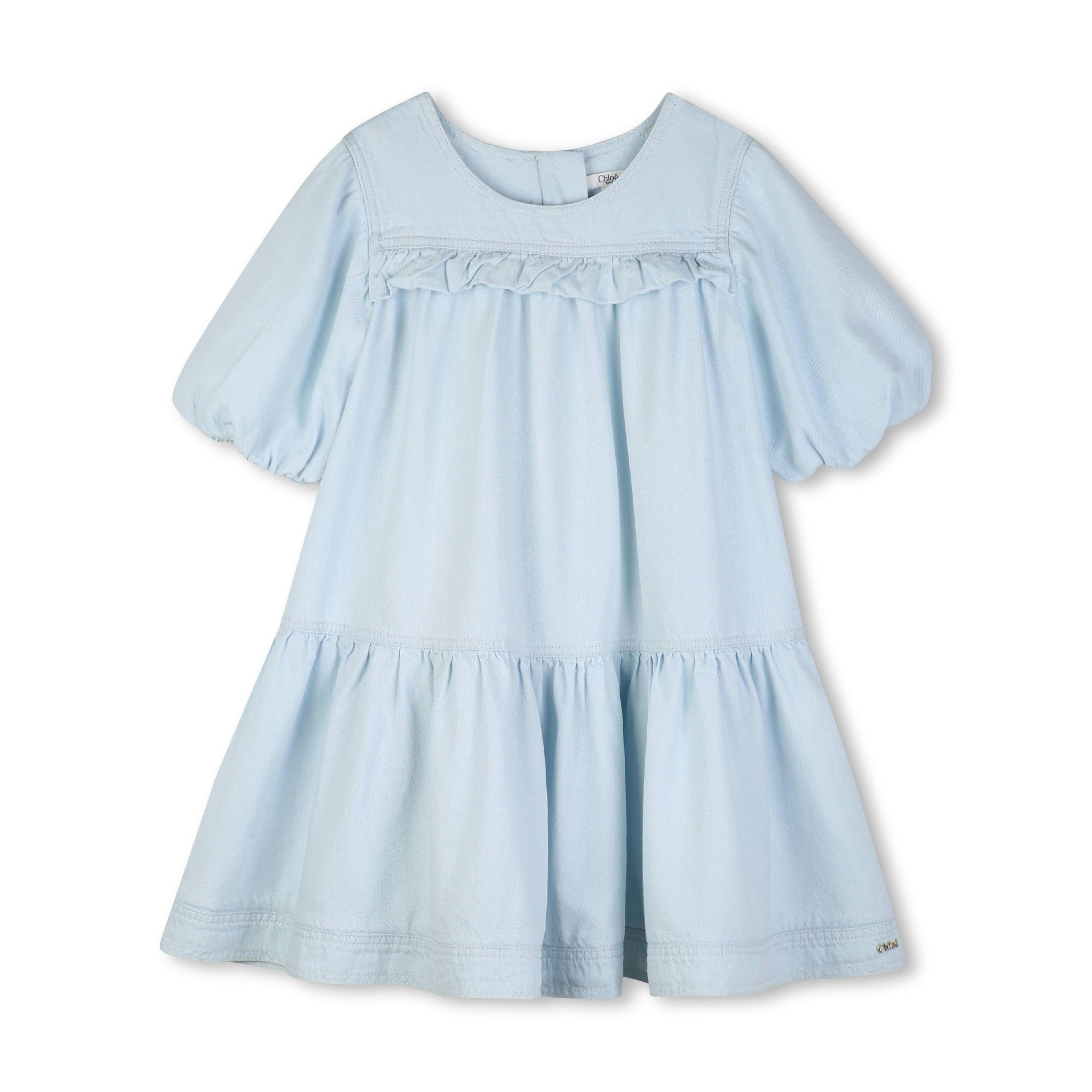 Denim Ruffled Flared Dress