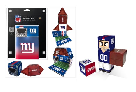 NFL New York Giants Magnetic Fan Tiles & Qubee Character Combo Set