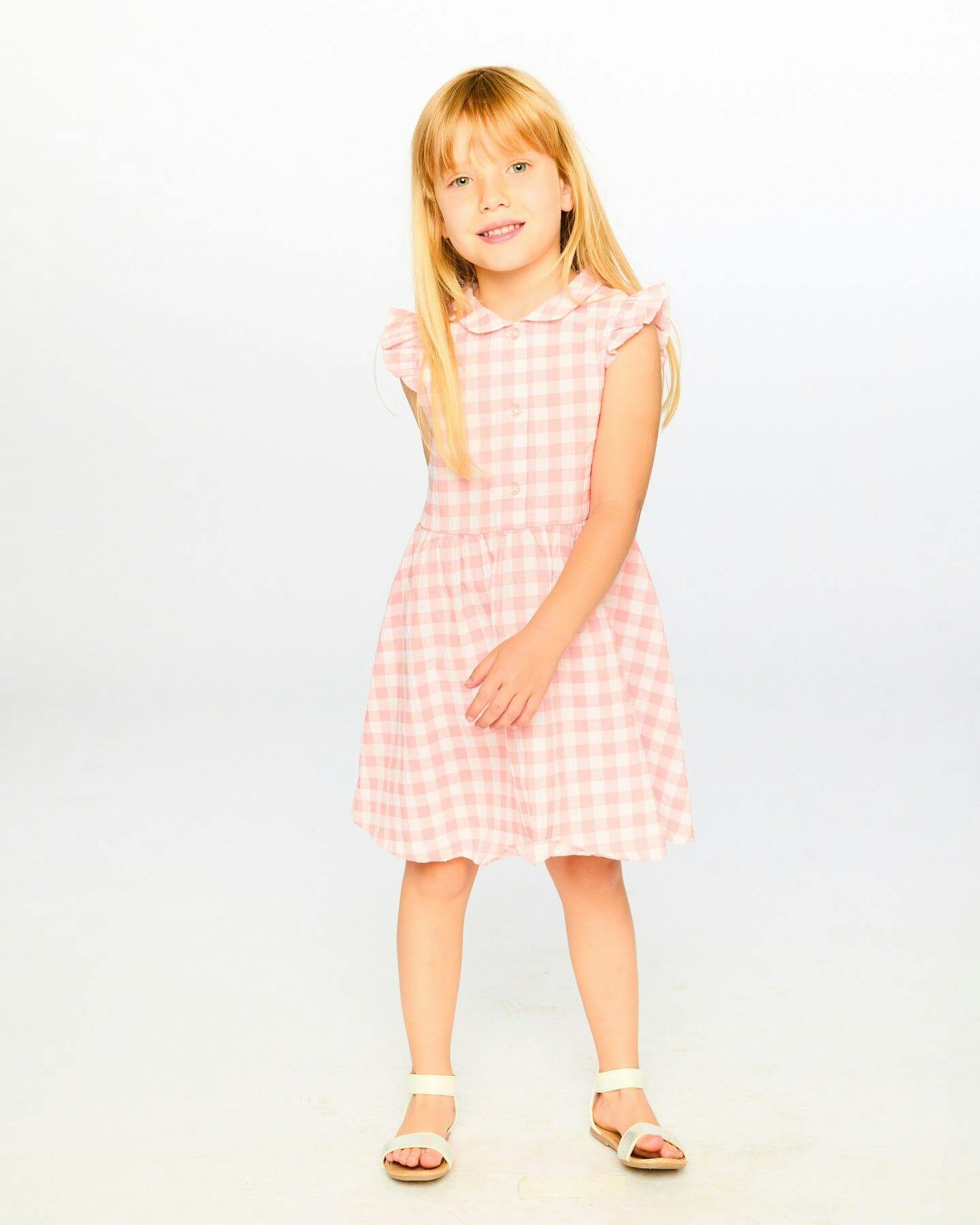 Sleeveless Button Down Dress Pink Gingham