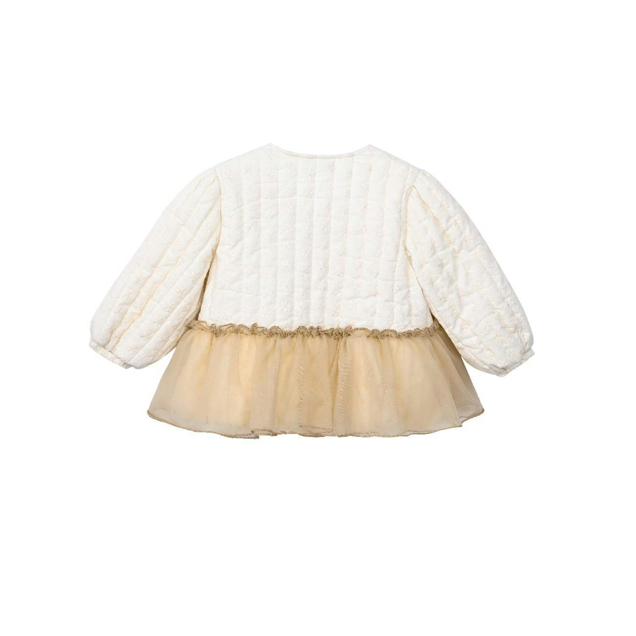 Beige Quilted Ruffle Outfit