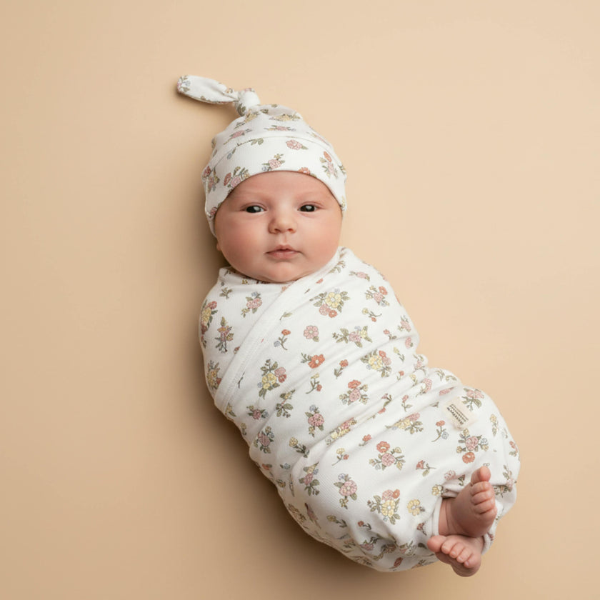 Organic Swaddle Blanket & Hat Set
