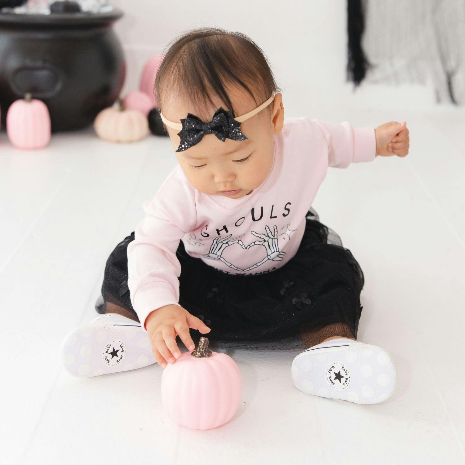 Glitter Bat Halloween Bow Baby Headband