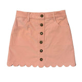 Girls Scallop Hem Corduroy Skirt in Rose Cloud