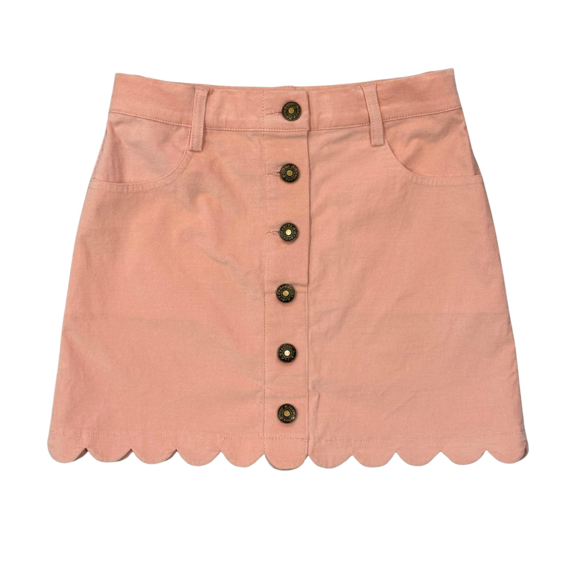 Girls Scallop Hem Corduroy Skirt in Rose Cloud
