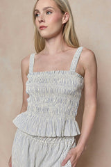 Harley Top in Blue & White Pinstripe