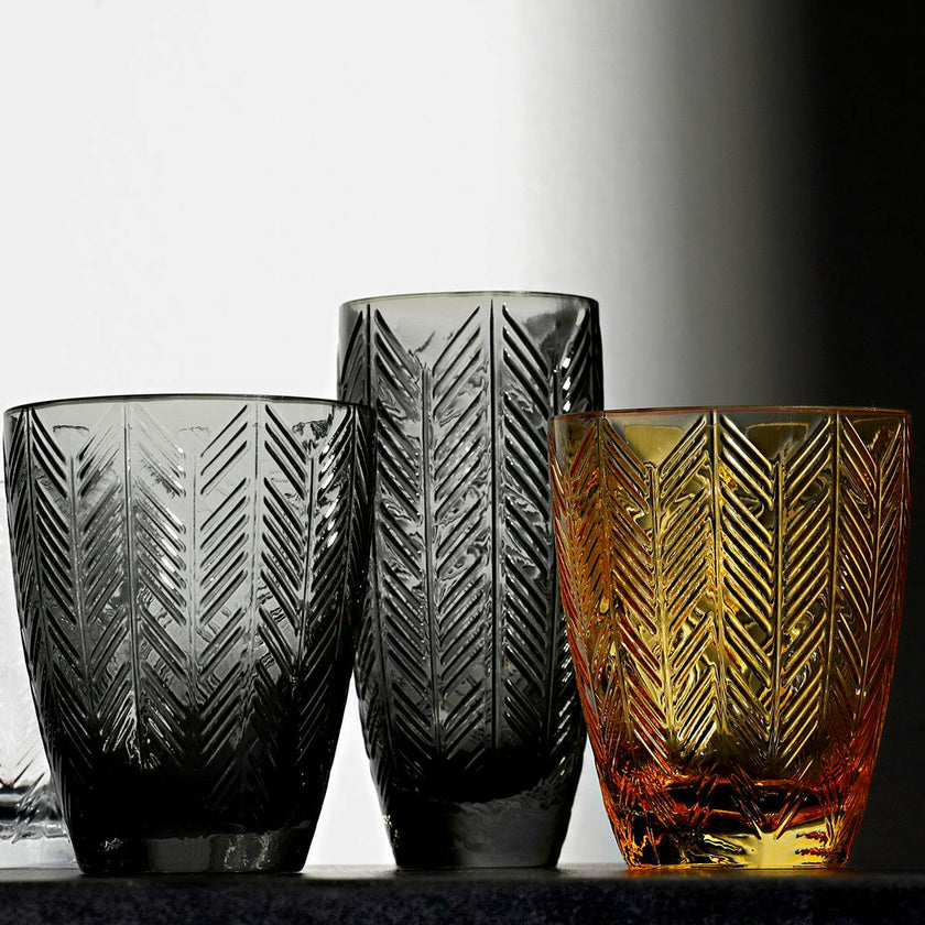 Champagne Glasses ZIG ZAG Set of 6  Grey 11 oz, diam. 2.5", H 5.5"