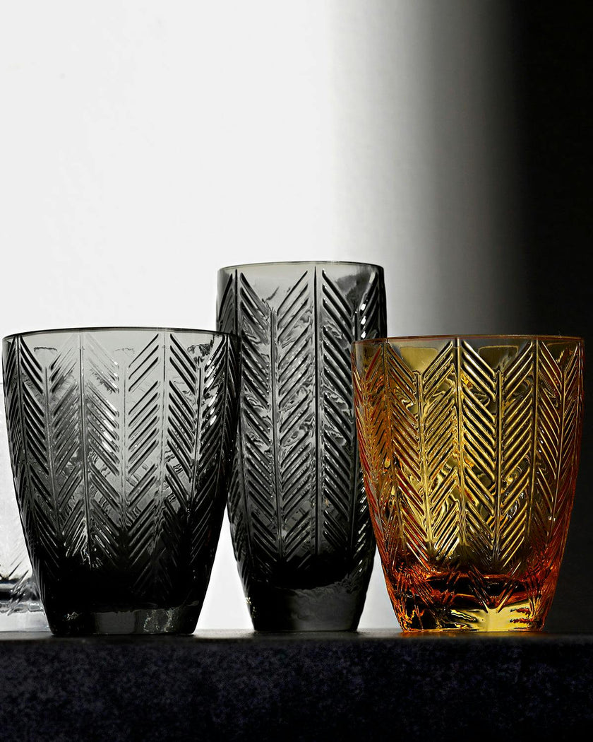 Champagne Glasses ZIG ZAG Set of 6  Grey 11 oz, diam. 2.5", H 5.5"
