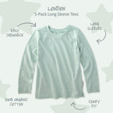LONDON 5-Pack Toddler Long Sleeve T-Shirts