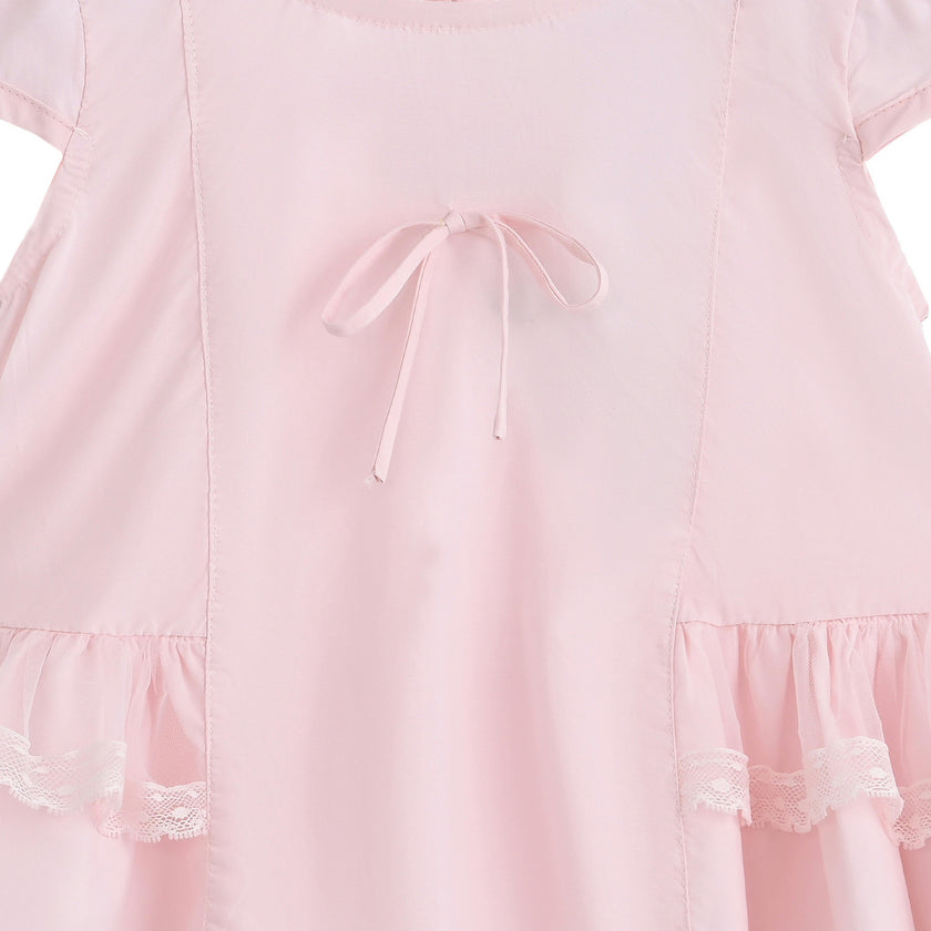 Pink Lace Bow Short Set