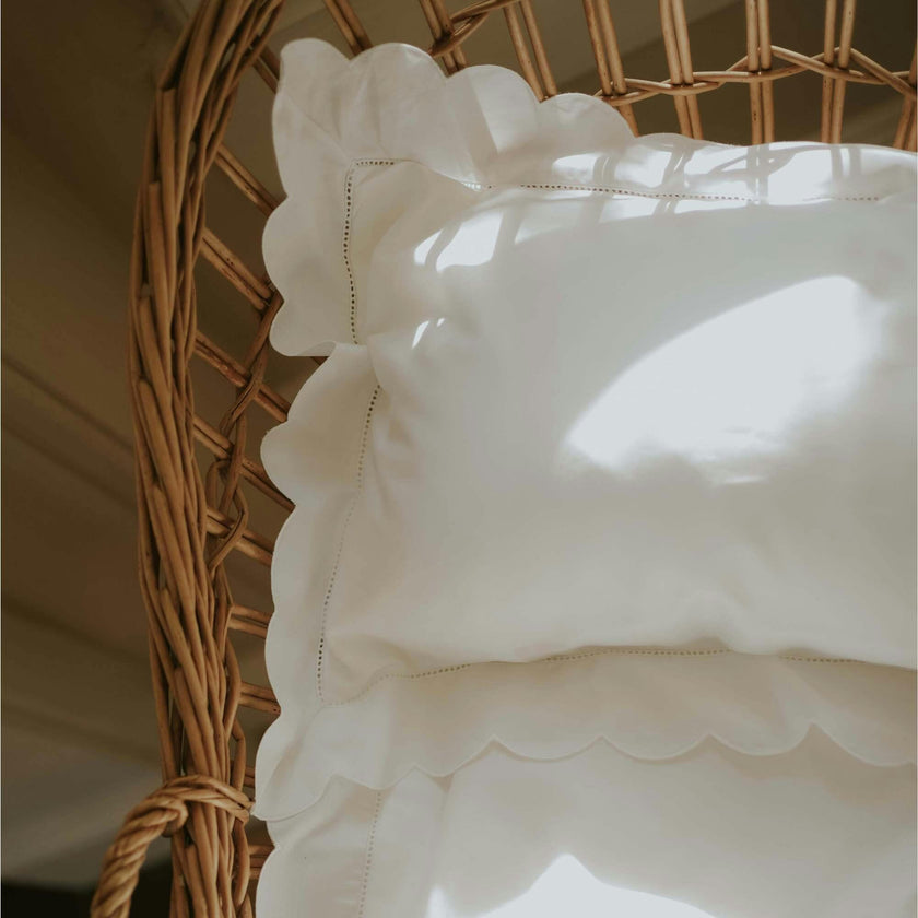 Scalloped Starlight Toddler Pillow, White