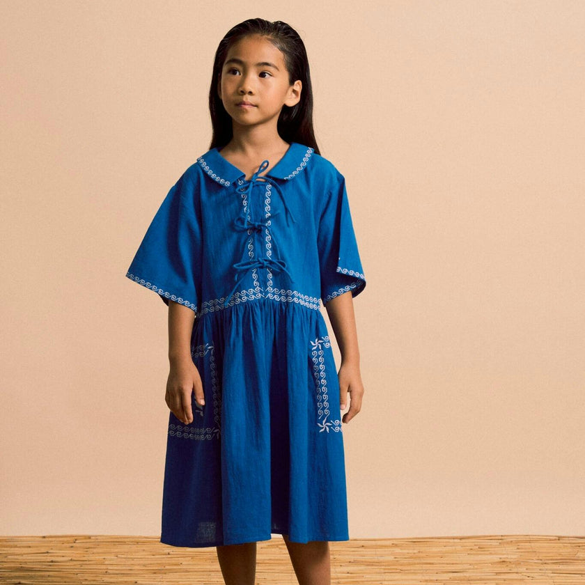 BARCOS EMBROIDERED DRESS BLUE