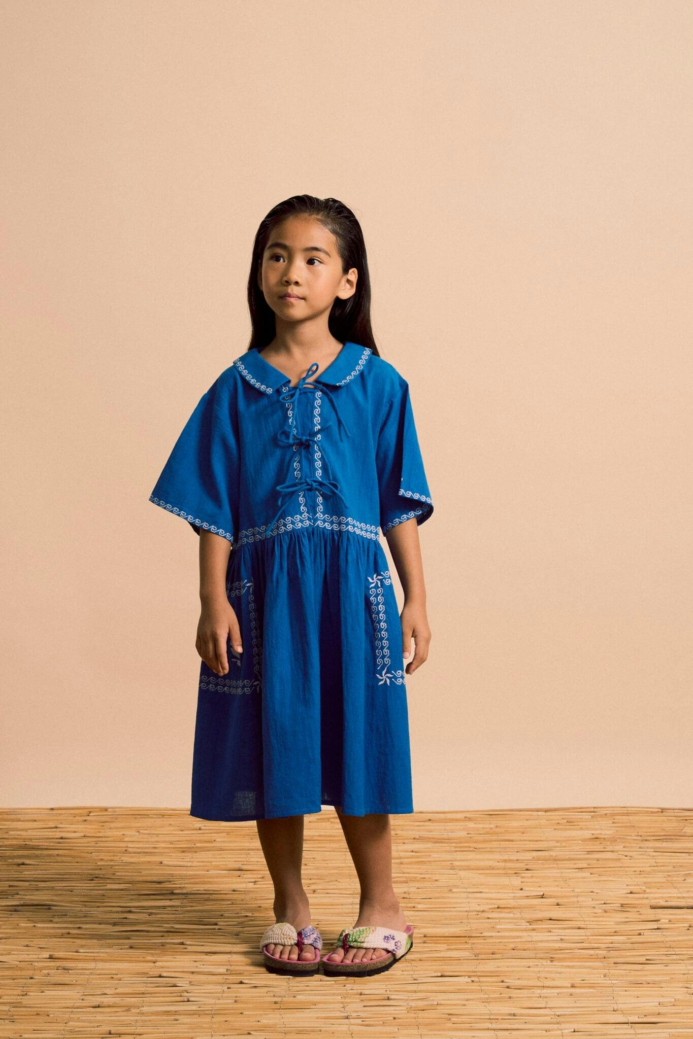 BARCOS EMBROIDERED DRESS BLUE