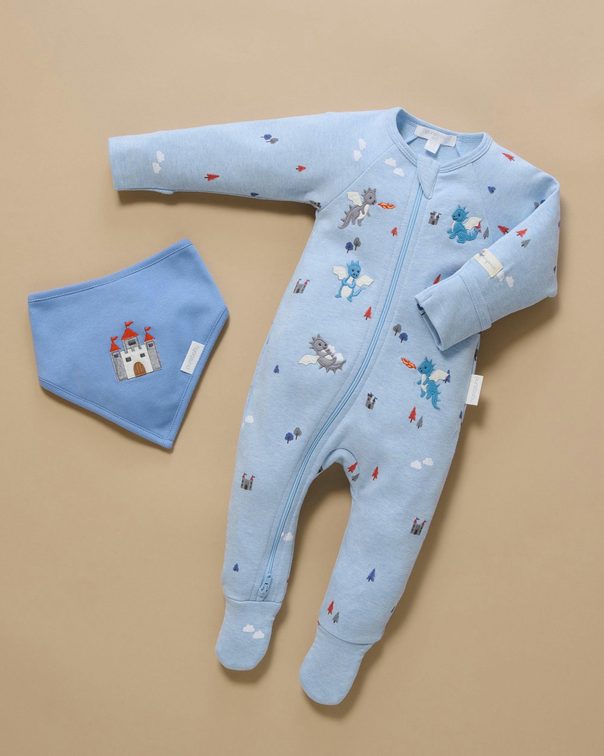 Thick Zip Growsuit Set Castle Print