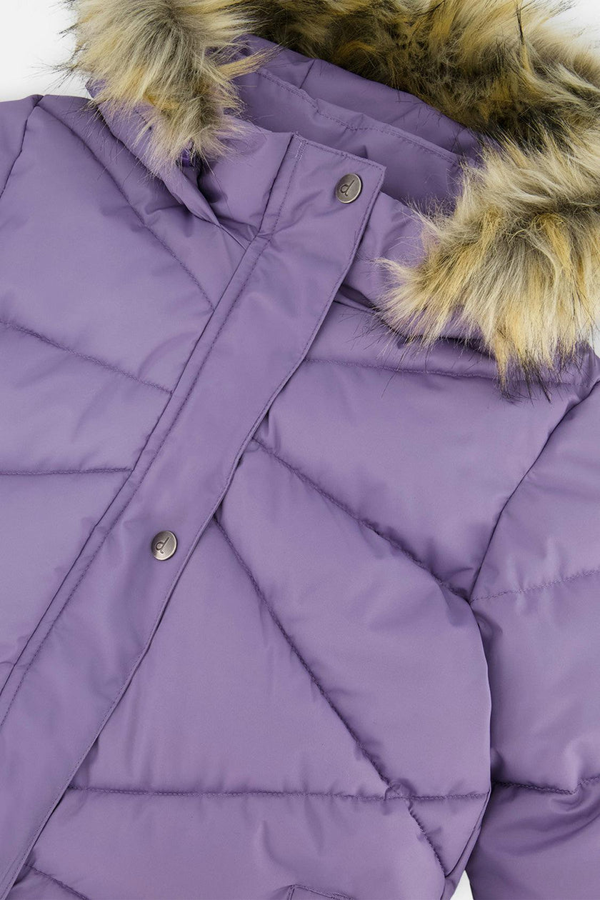 Long Winter Puffer Coat Violet