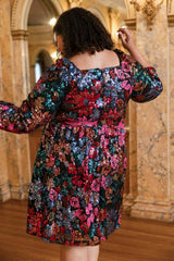 Jewel Dress in Multicolor Bloom Sequin