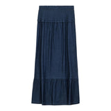 Denim Smoked Yoke Skirt