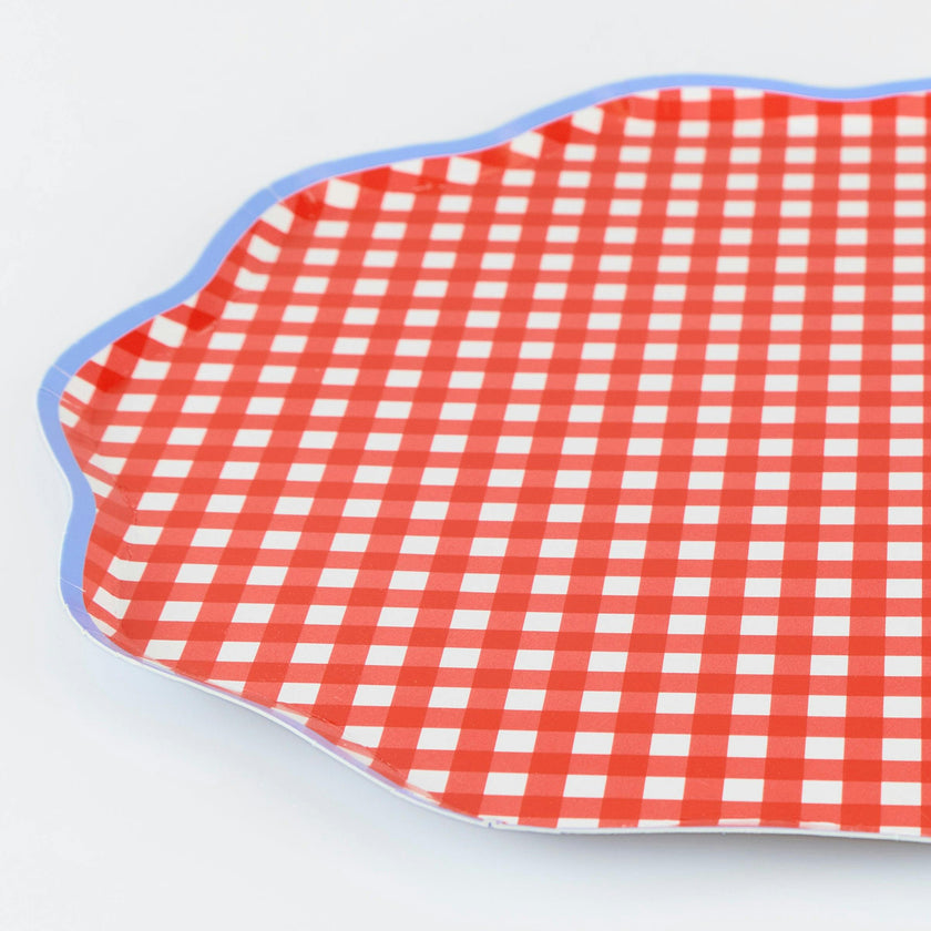 Red Gingham Dinner Plates