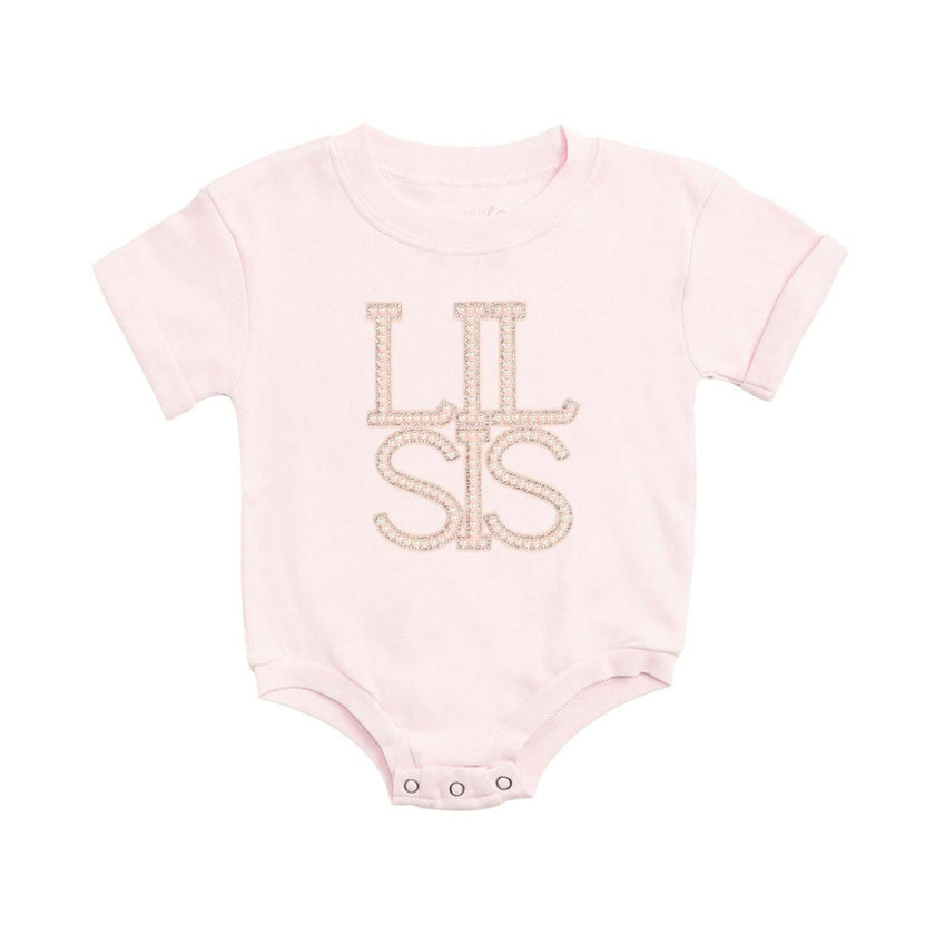 Lil Sis Pearl Patch Short Sleeve Romper - Ballet