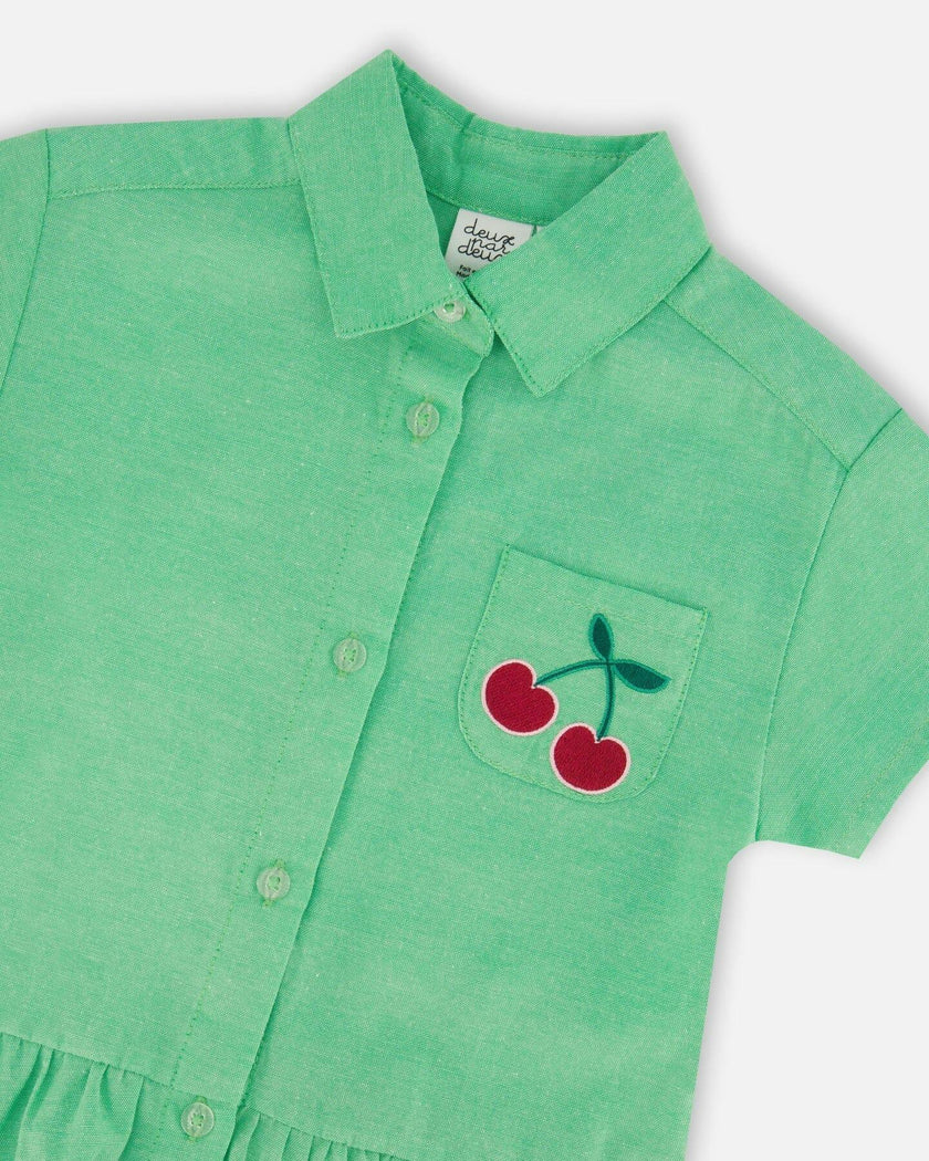Cotton Shirt Dress With Embroidery