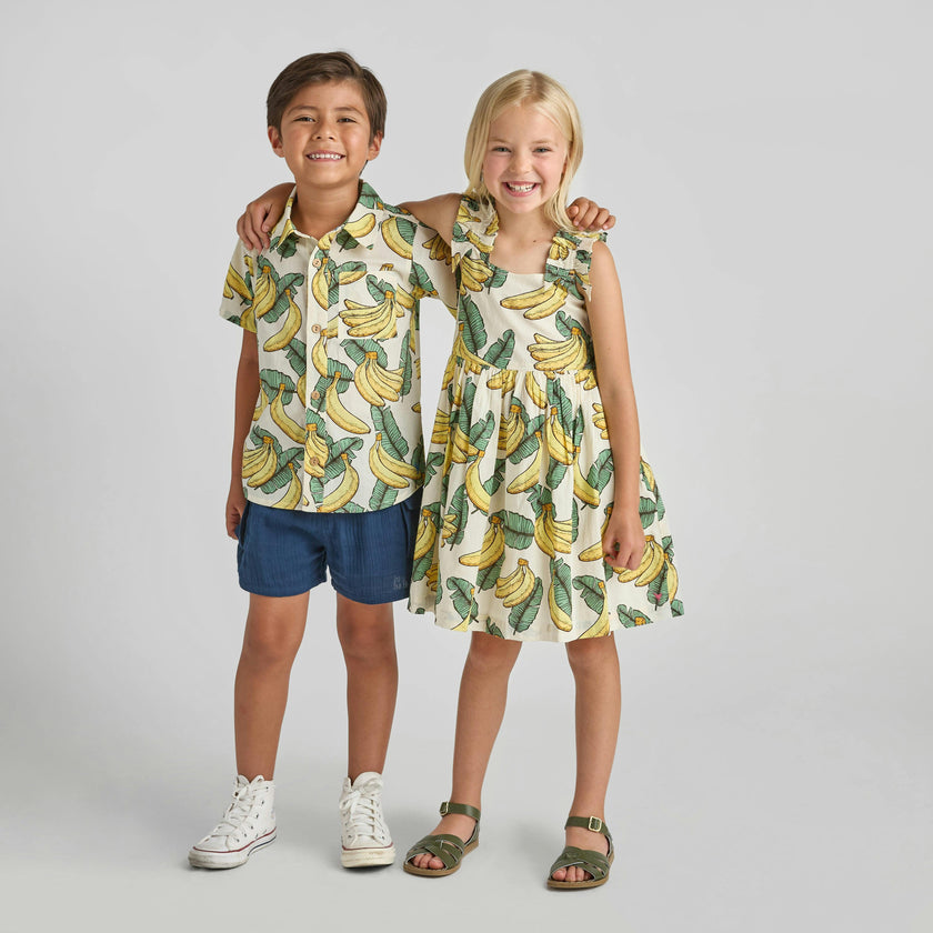 Girls Via Dress - Banana Leaves