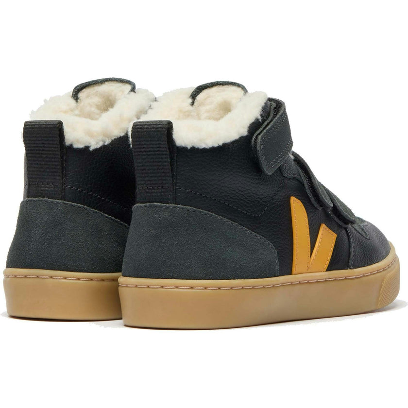 VEJA V-10 Winter Fleece Leather Sneakers - Graphite