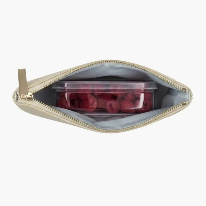Insulated Small Snack Pouch, Cream Pebble