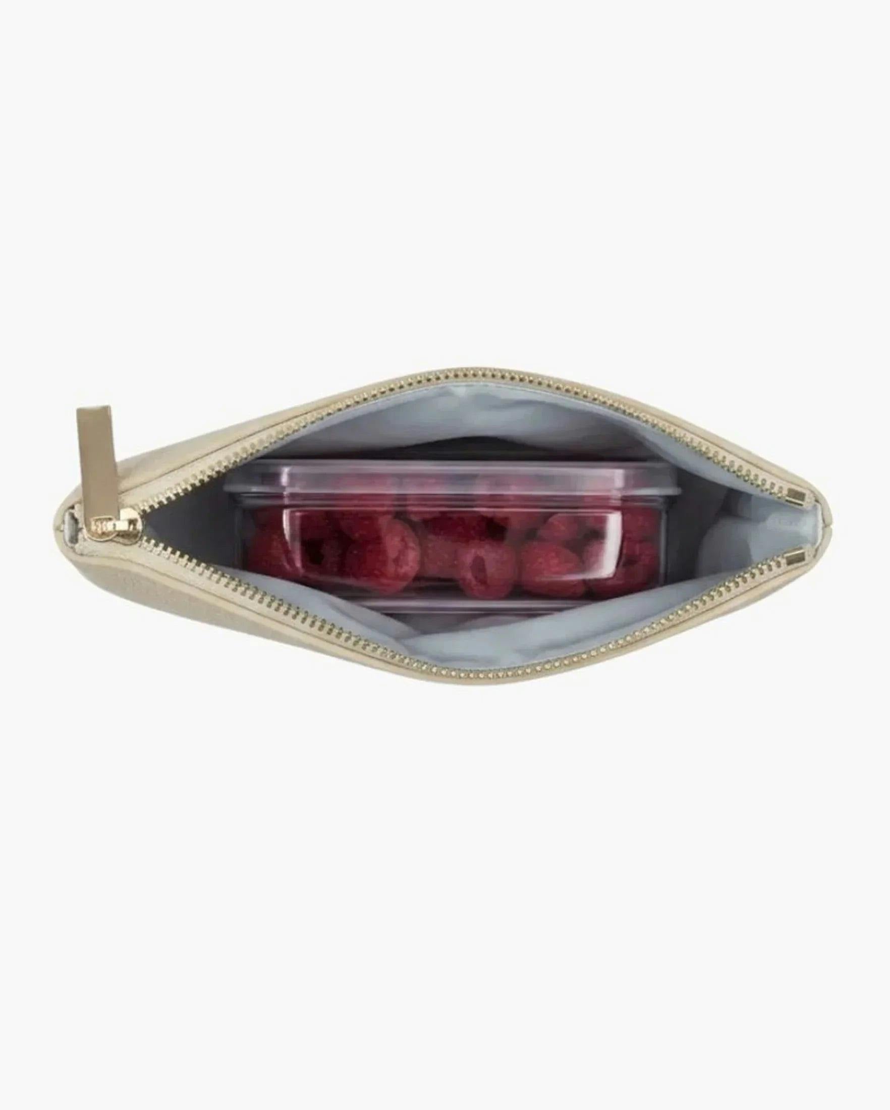 Insulated Small Snack Pouch, Cream Pebble