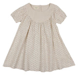 Lemon Blossom Pleated Puff Sleeve Swing Dress