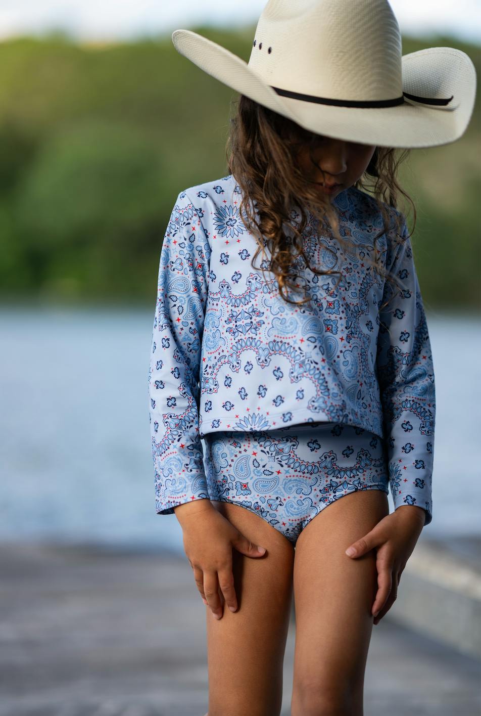 blakely long sleeve two piece swimsuit