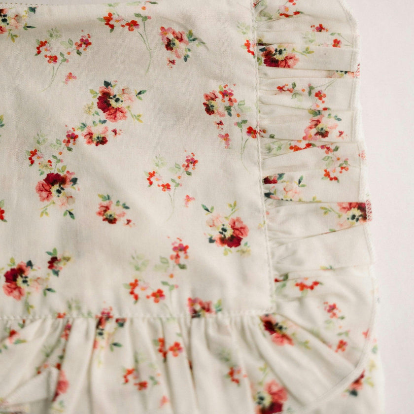 Scarlet Bloom Timeless Floral Ruffle Zipper Pouch
