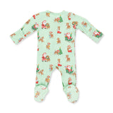 Vintage Reindeer & Santa Uni - 2 Way Zipper Footie