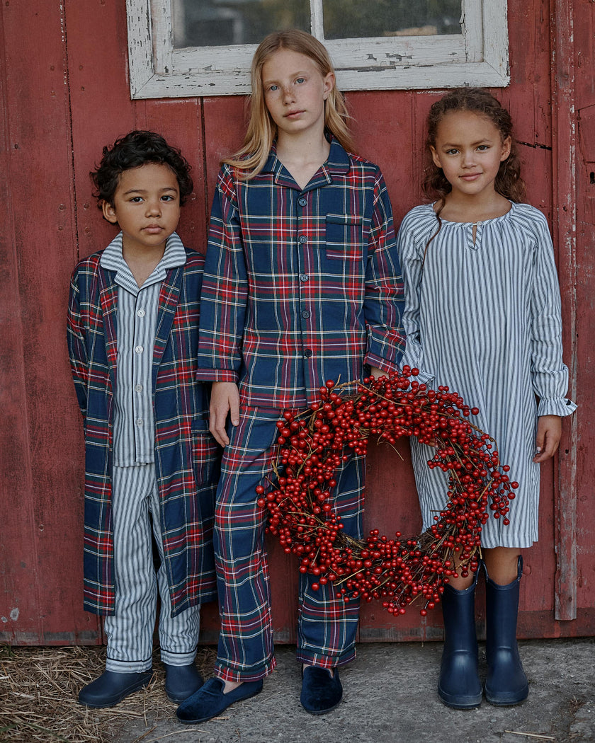 Kid's Brushed Twill Robe in Windsor Tartan
