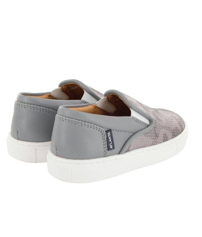 Leather Slip On Sneakers, Grey Snake Effect