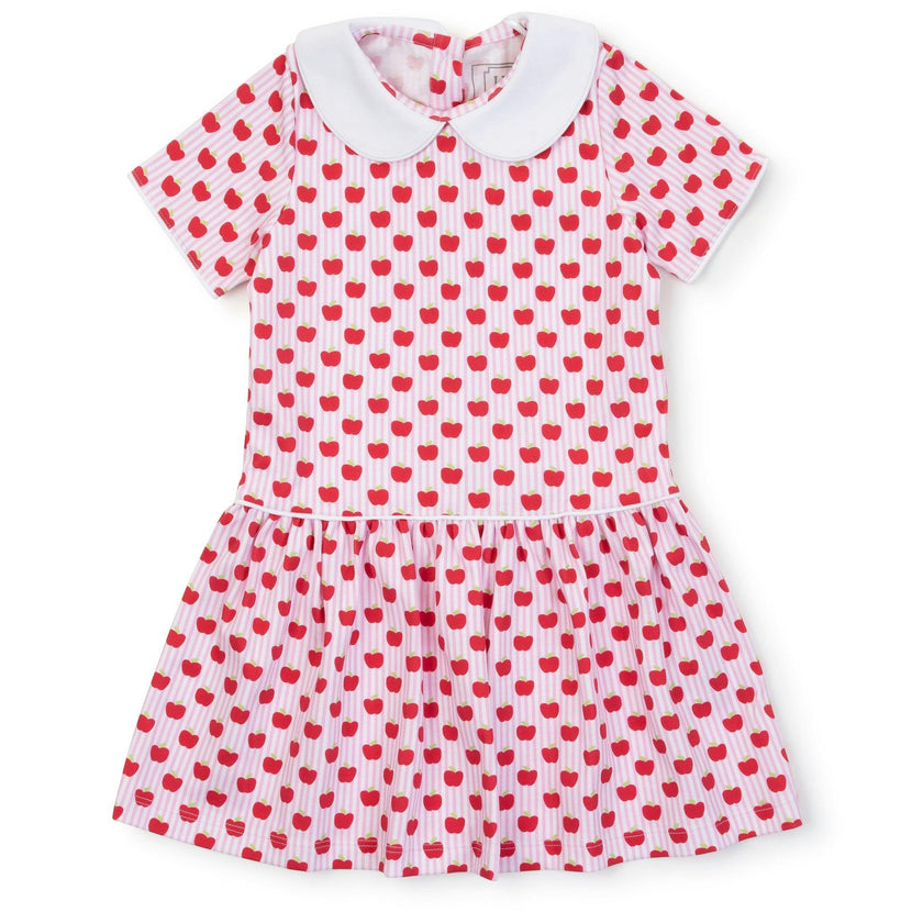 Libby Girls' Dress - Schoolhouse Apples Pink