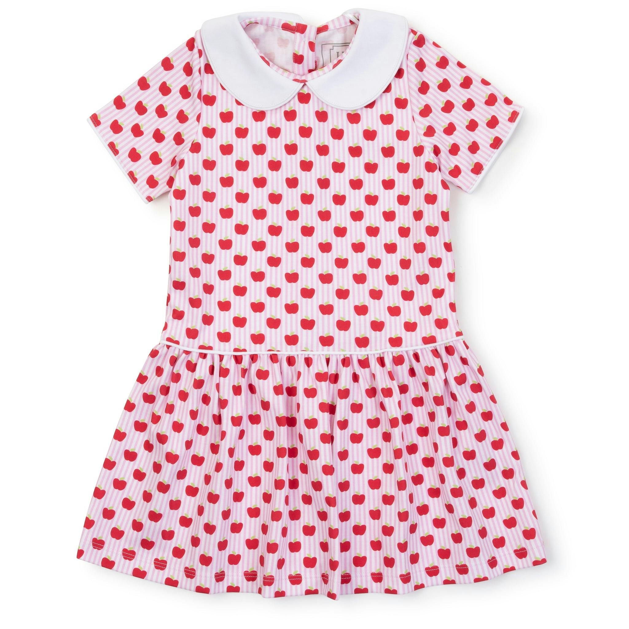 Libby Girls' Dress - Schoolhouse Apples Pink