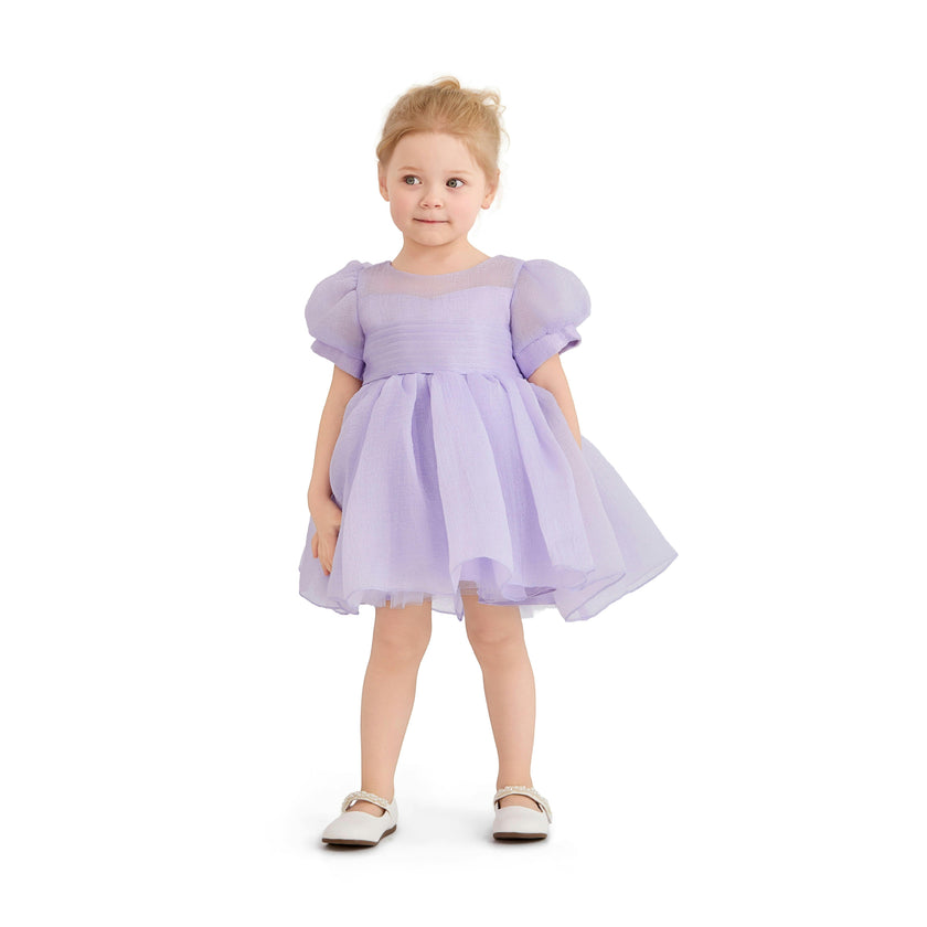 Purple Brixton Puff-Sleeve Party Dress
