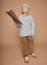 The Light Grey Mouline Merino Cashmere Cardigan