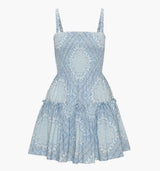 The Seraphina Mini Nap Dress - Dusty Blue Paisley Scarf