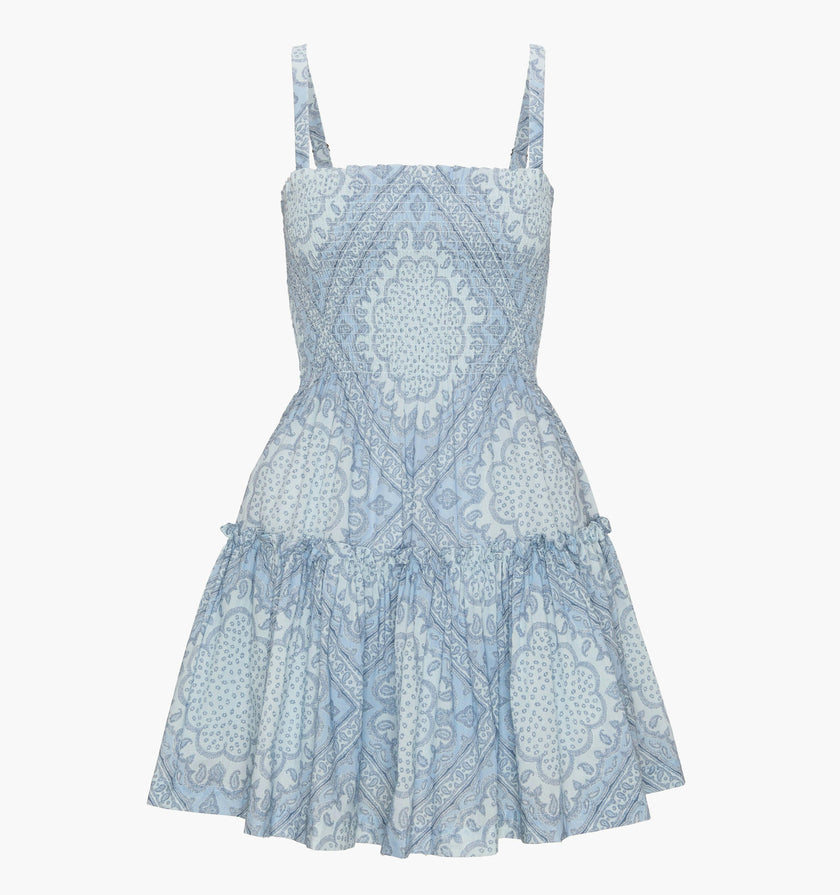 The Seraphina Mini Nap Dress - Dusty Blue Paisley Scarf