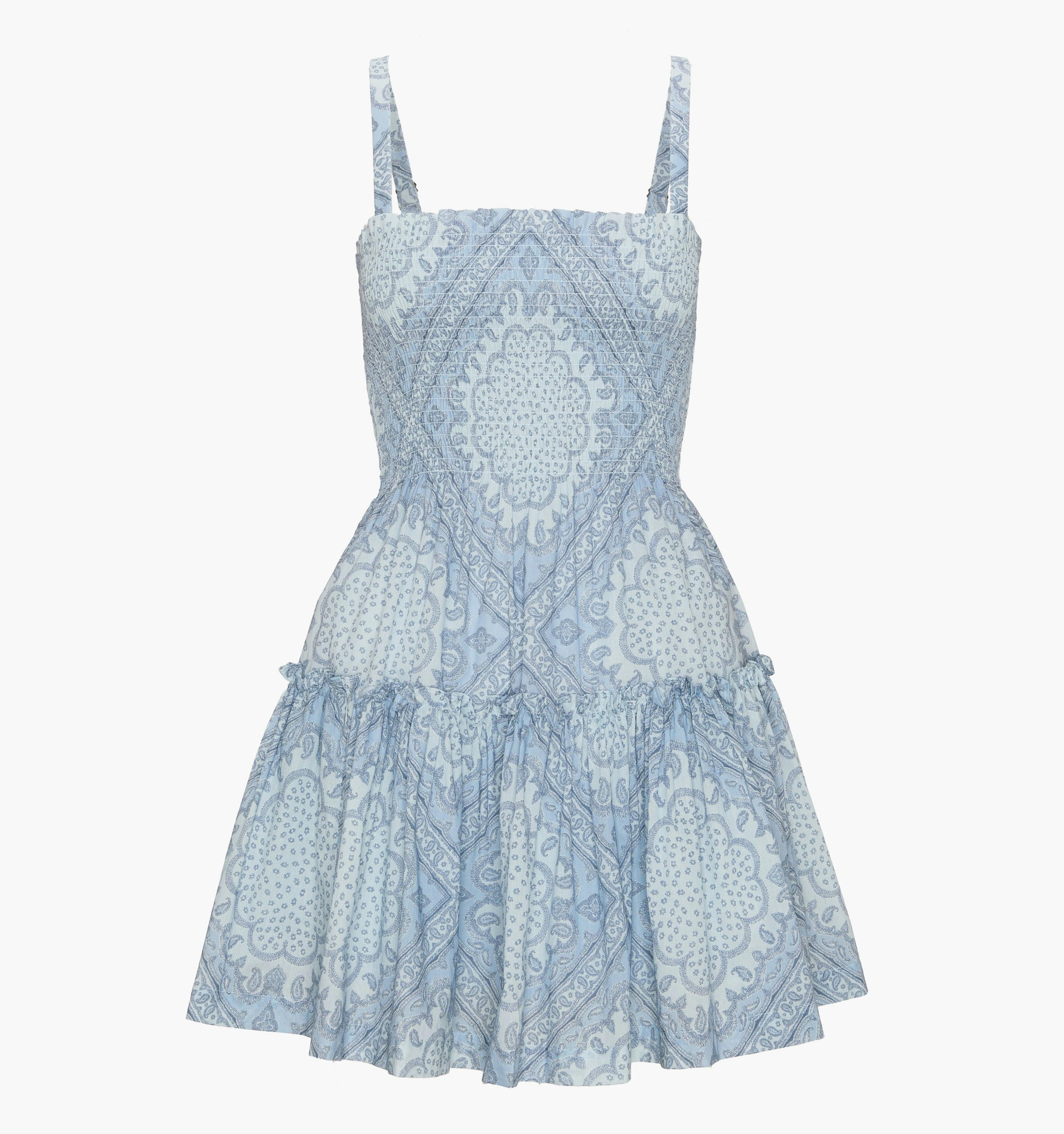 The Seraphina Mini Nap Dress - Dusty Blue Paisley Scarf
