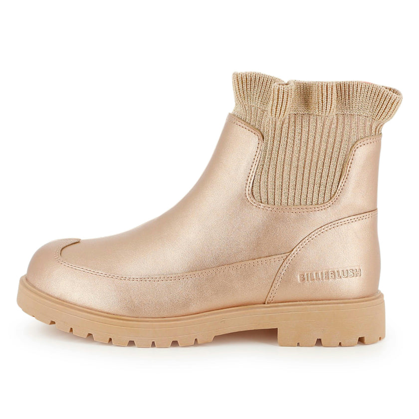 Gold Knit Ankle Boots