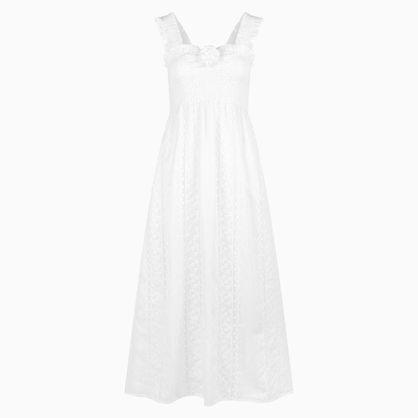 The Rosetta Nap Dress - White Broderie Voile