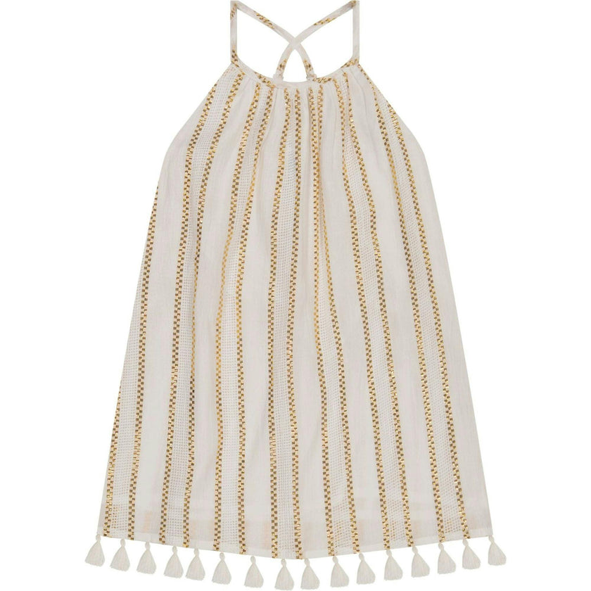 Mini Chantal Girl's Sundress Gold Stripe, Gold