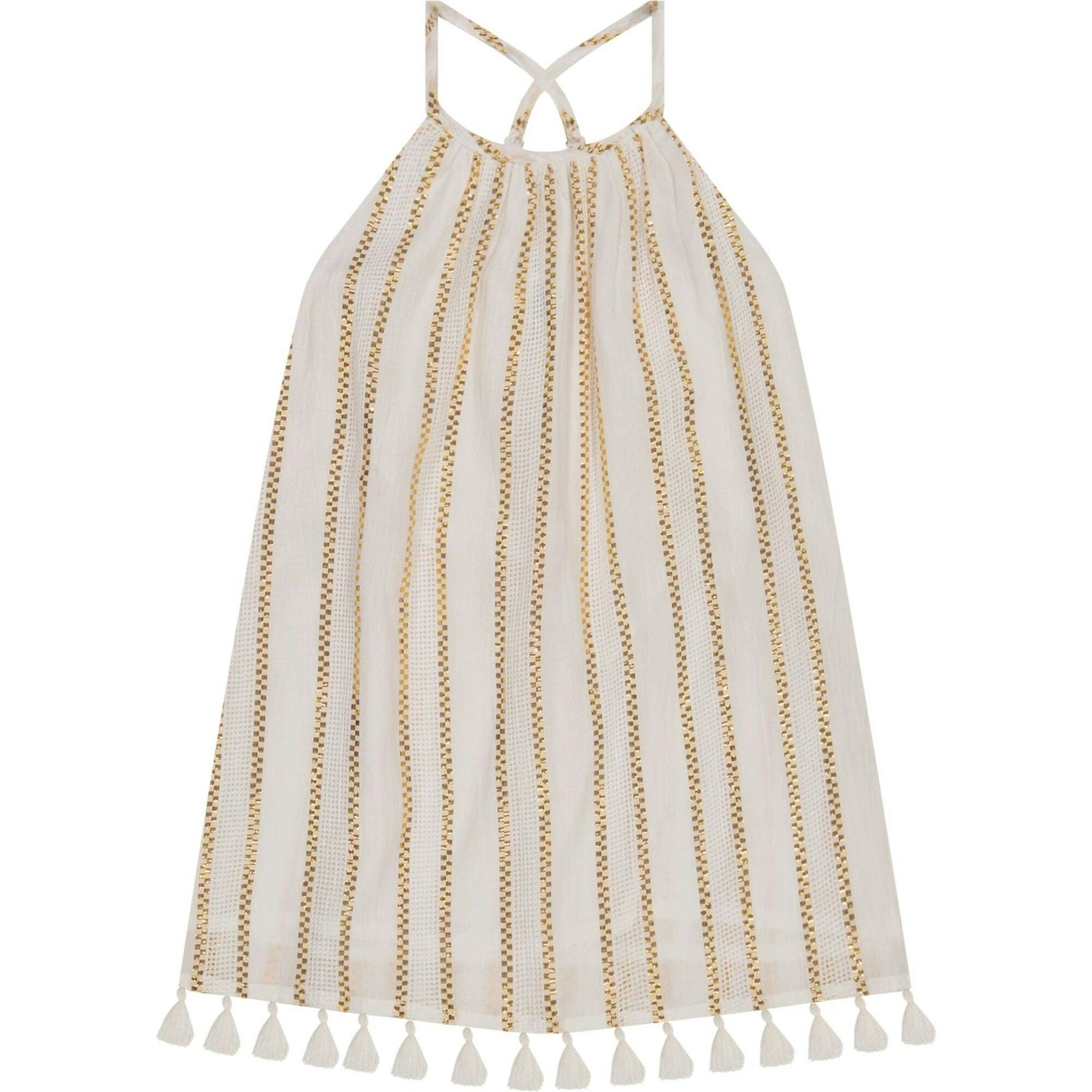 Mini Chantal Girl's Sundress Gold Stripe, Gold