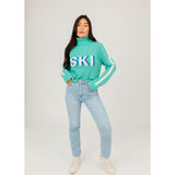 Women's Retro Ski Knit Cropped Turtleneck Sweater
