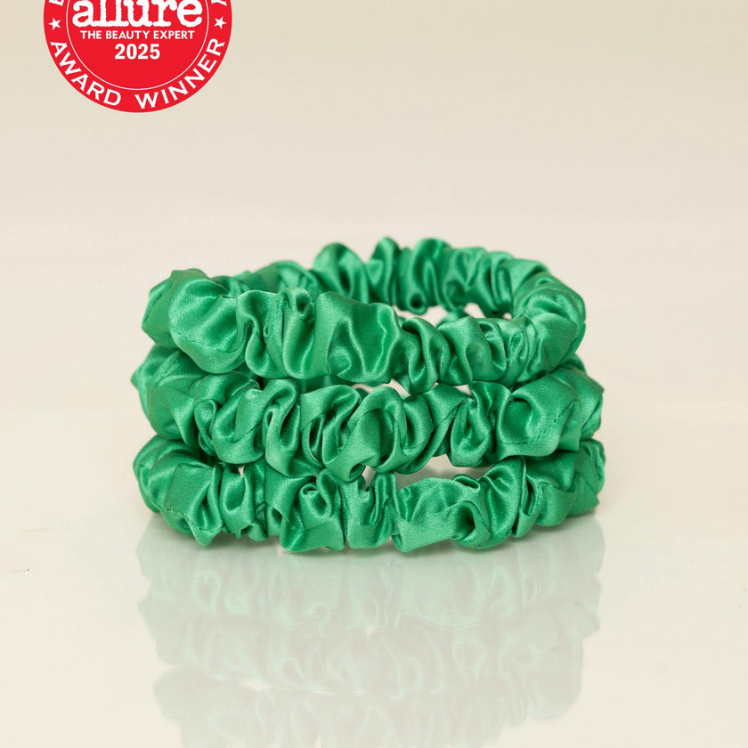 Deep Green Silk Scrunchies